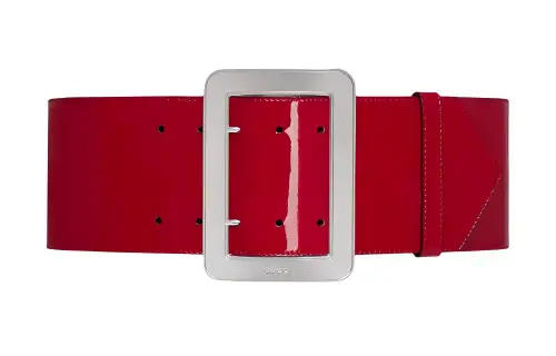 GUCCI Leather Belts Women's Red Width 9.5cm