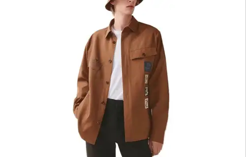 HERMES Denim Jacket Men's Red Brown