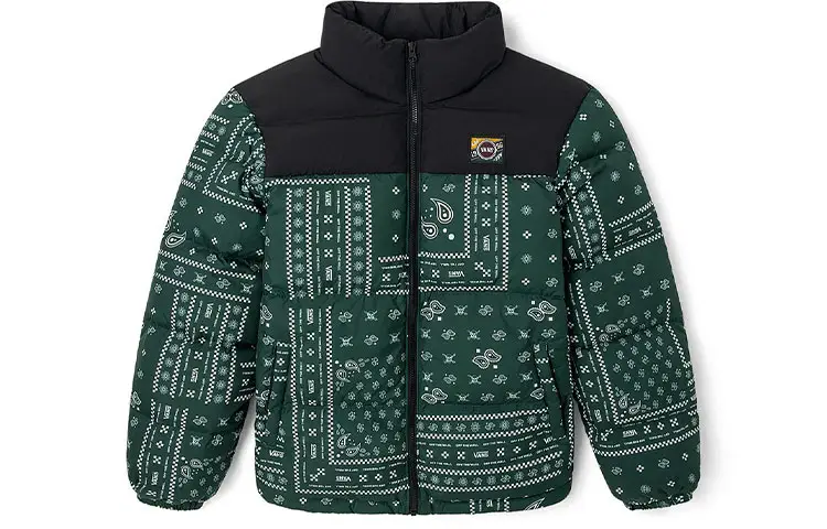 Vans Down Jackets Men's Green Stand Collar Moderate