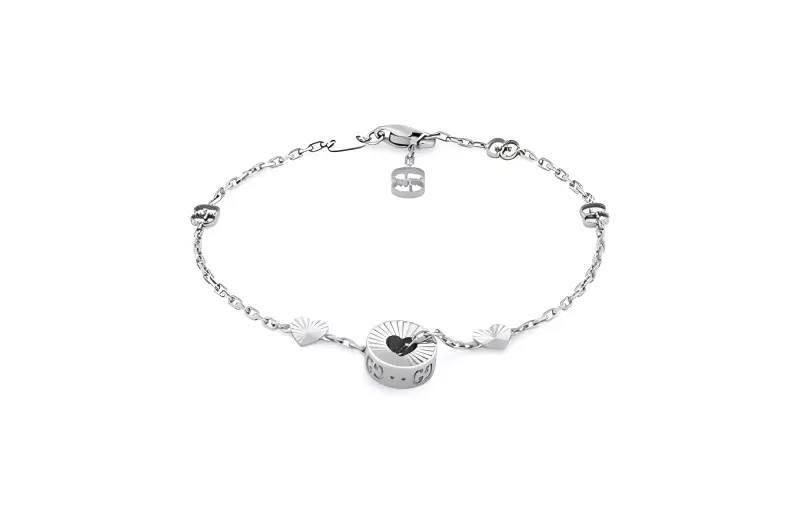 GUCCI 18kt White Gold Icon Charm Bracelet