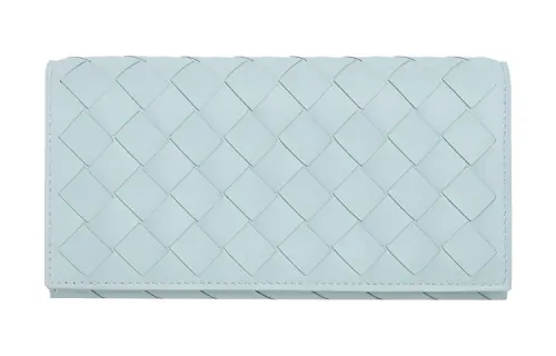 Bottega Veneta Sheepskin With Cow Leather Wallet Large Women's Cyan