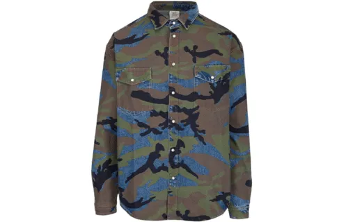 Vetements Denim Jackets Men's Multicolor Lapel Moderate Straight Fit