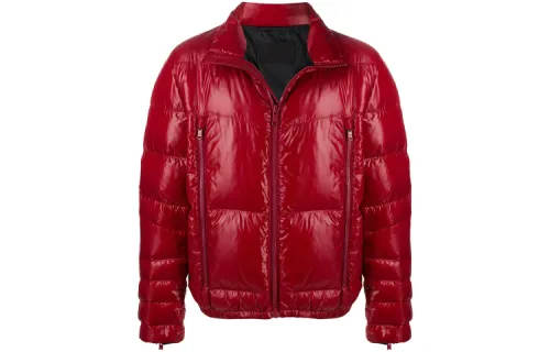 PRADA Down Jackets Men's Red Stand Collar Moderate