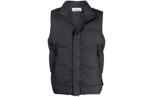 STONE ISLAND Down Vests Unisex Charcoal Gray Stand Collar Moderate