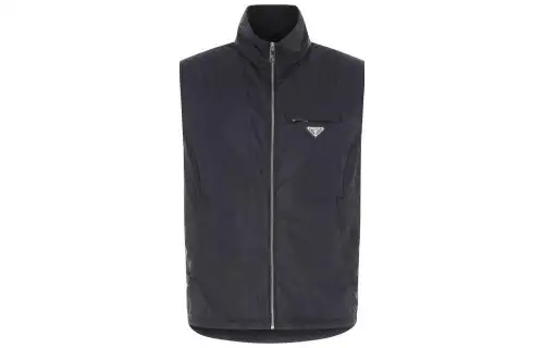 PRADA Vests Men's Blue Stand Collar Other