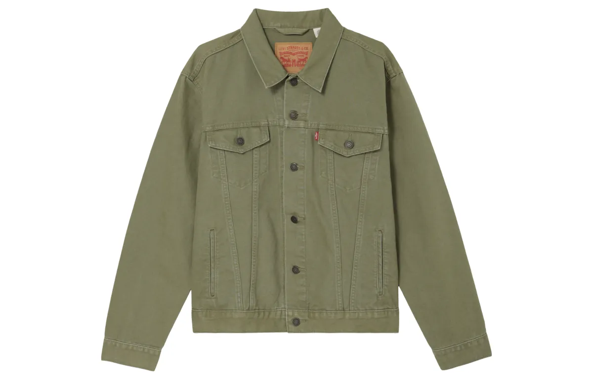 Levi's Denim Jackets Men's Olive Green Lapel Moderate