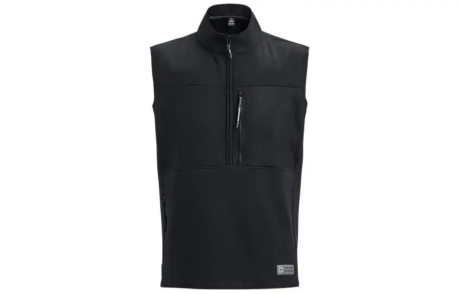Under Armour Microfleece Vests Men's Black Stand Collar Moderate Straight Fit