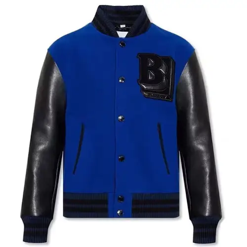 Burberry Leather Sleeve Technical Varsity Jacket