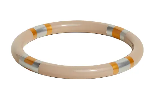 HERMES Laquer Wood, Ox Horn Bangles Women's Beige