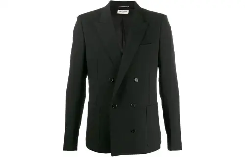 SAINT LAURENT Business Suits Men's Black Suit Collar Moderate