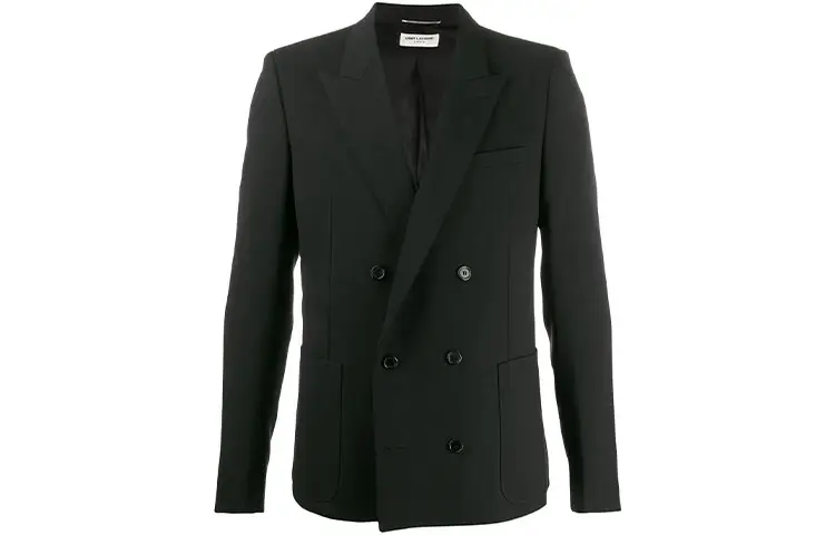 SAINT LAURENT Business Suits Men's Black Suit Collar Moderate