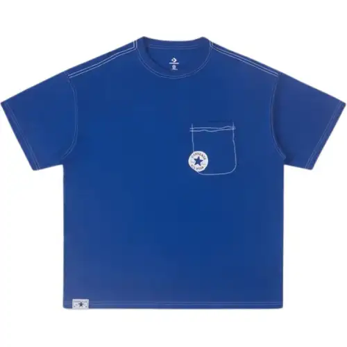 Converse T Shirts Men's Blue Crew Neck Moderate