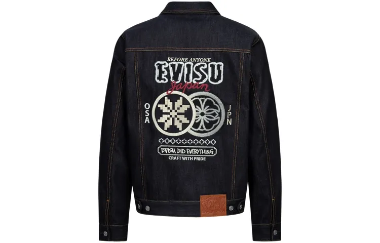 EVISU Denim Jackets Men's Denim Blue Lapel Moderate