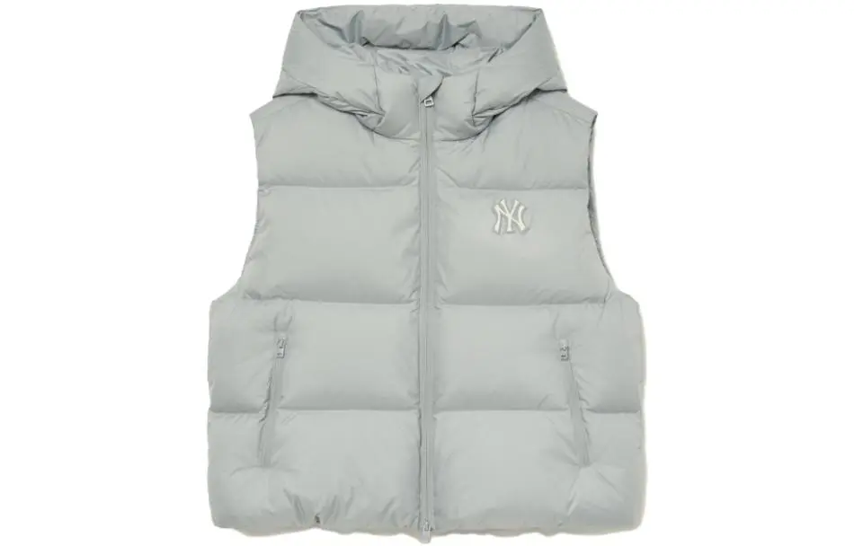 MLB Down Vests Unisex Gray Hooded Moderate