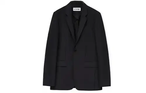 LOEWE Business Suits Men's Black Suit Collar Moderate Business Suit