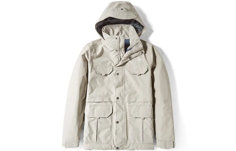 THE NORTH FACE Windbreaker Jackets Men's Beige Hooded Moderate