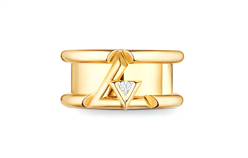 Lv Lv Volt One Band Ring Yellow Gold And Diamond