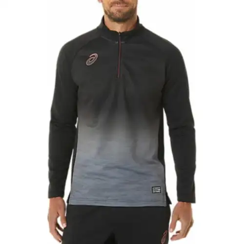 ASICS Sweatshirts Men's Black Stand Collar Moderate Regular