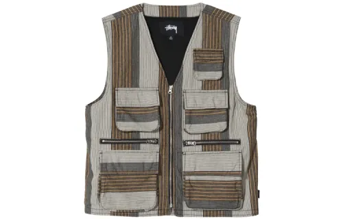 Stussy Vests Men's Coffee Brown V Neck Moderate
