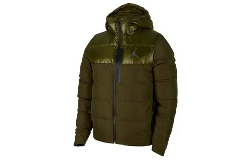 Jordan Down Jackets Men's Green Hooded Thickened Puffer Jacket
