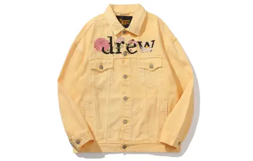 Drew house Letter Logo Series Denim Jackets Unisex Yellow Lapel Moderate