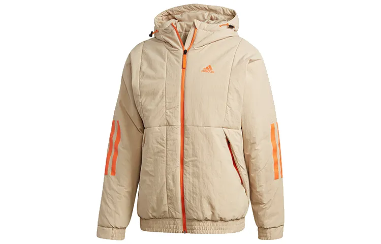 Adidas Puffer Jackets Men's Grassland Brown Hooded Moderate Other