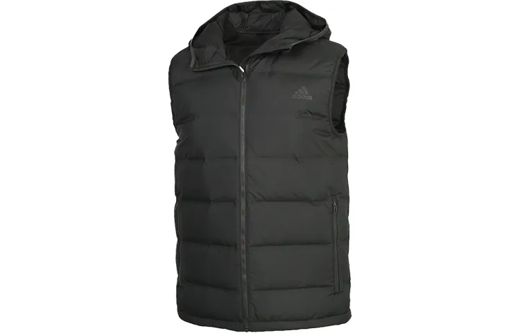 Adidas Down Vests Men's Deep Earthy Brown Hooded Moderate Straight Fit