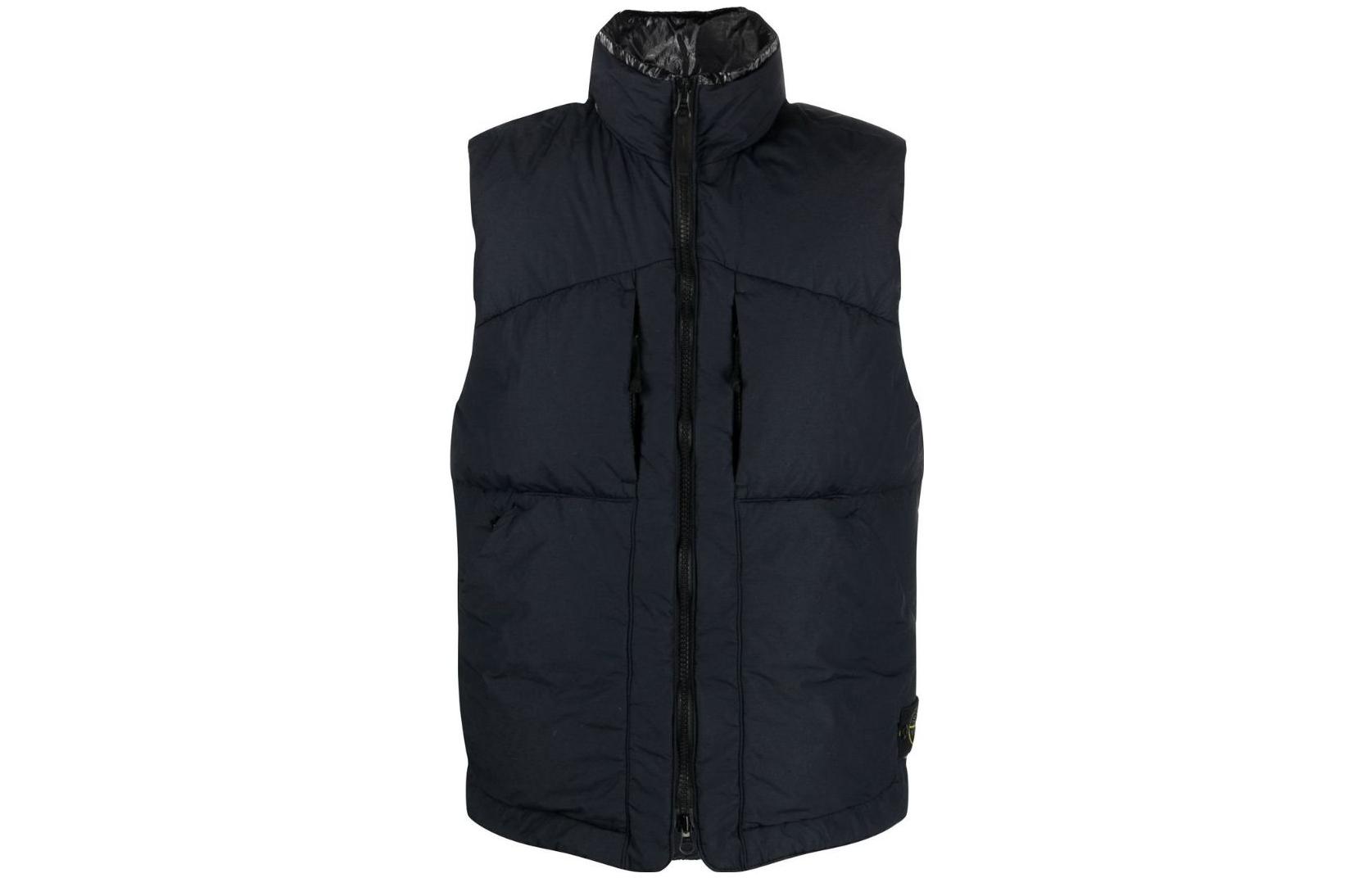 STONE ISLAND Stone Island FW22 solid color logo high collar quilted including down vest, same style for men and women