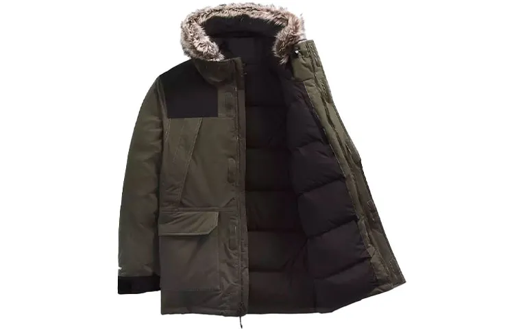 THE NORTH FACE McMurdo Down Jackets Men's Brown Green Hooded Moderate Straight Fit