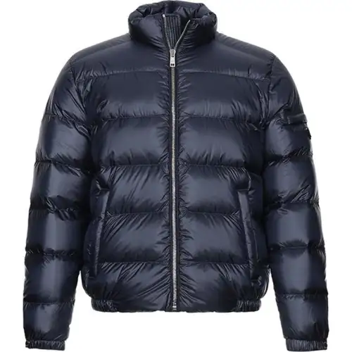 PRADA Down Jackets Men's Marine Blue Stand Collar Moderate