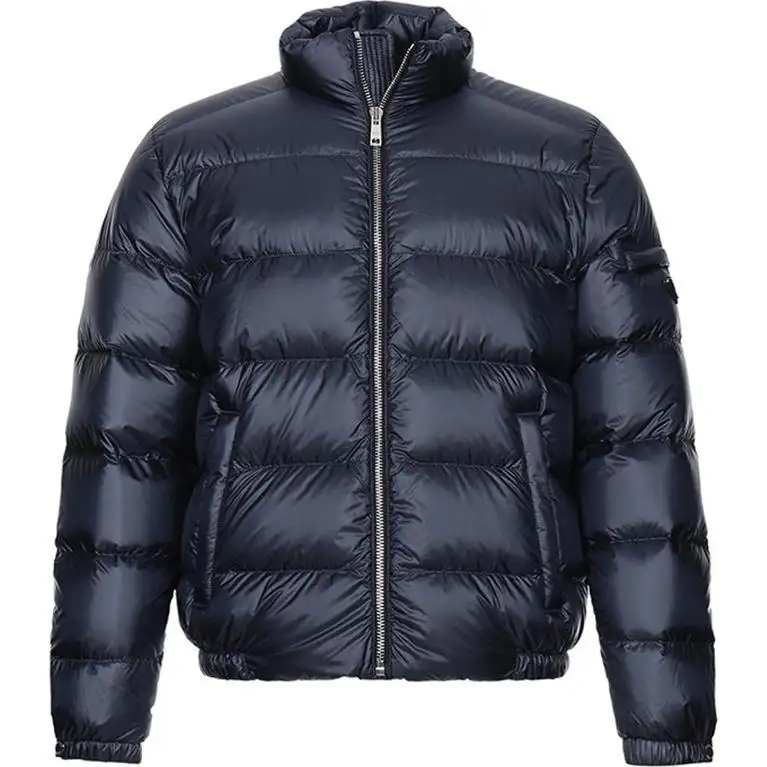 PRADA Down Jackets Men's Marine Blue Stand Collar Moderate