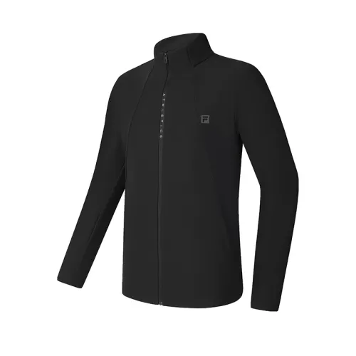 FILA Fitness Knitted Fabric Long Sleeved Coat Men's Pitch Black