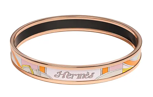 HERMES L'Instruction Du Roy Enamel, Rose Gold Tone Plated Bangles Women's Multicolor