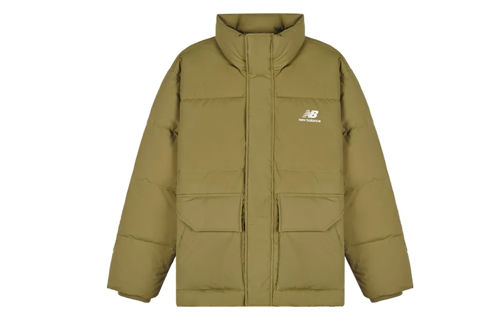 New Balance Down Jackets Men's Army Green Stand Collar Moderate Other