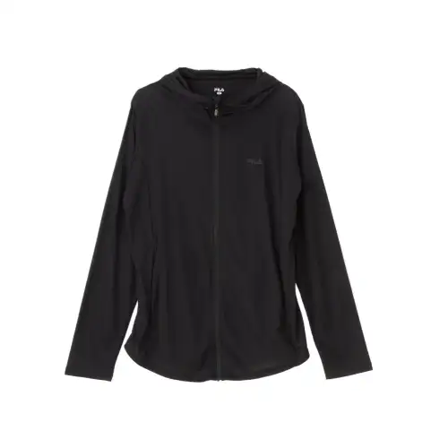 FILA Sweatshirts Unisex Black Hooded Moderate Cardigan
