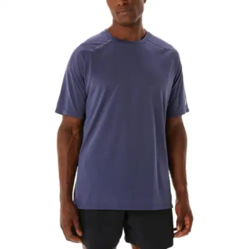 ASICS T Shirts Men's Blue Crew Neck Moderate