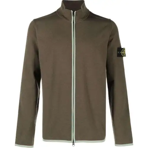 STONE ISLAND Compass Patch High Neck Zipped Cardigan