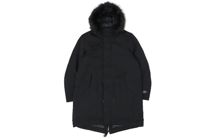 Nike Sportswear Down Fill Warm Fur Collar Hooded Mid-Length Down Jacket Winter Men's Black
