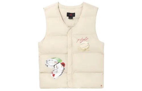 Jordan ARTIST Down Vests Men's White V Neck Moderate