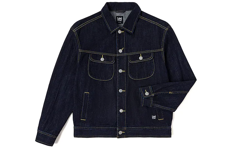Lee Xline Denim Jackets Unisex Washed Lapel Moderate Straight Fit