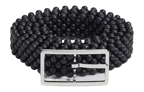 Bottega Veneta Wooden Belts Women's Black Width 2.2CM