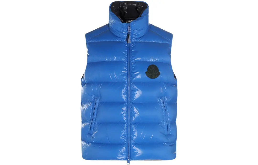Moncler Down Vests Unisex Blue Stand Collar Moderate