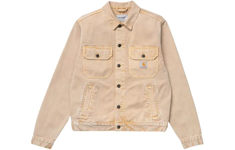 Carhartt WIP Denim Jackets Men's Khaki Lapel Moderate