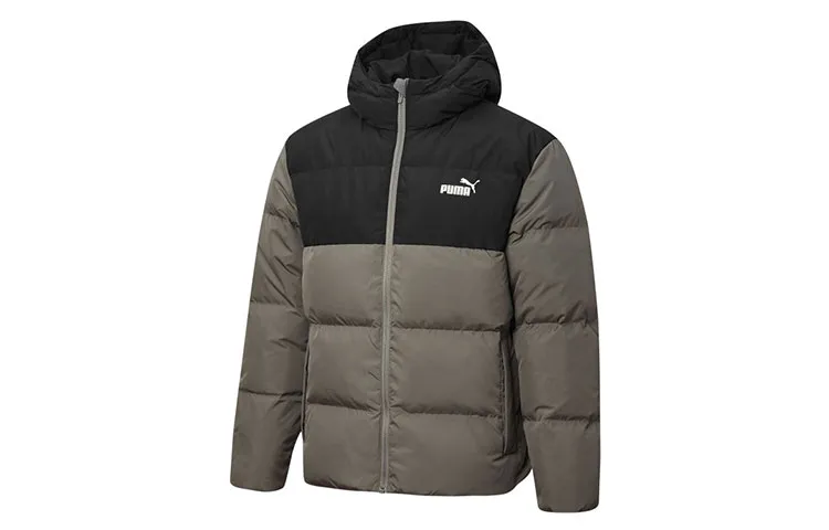 PUMA Down Jackets Men's Gray Hooded Moderate Straight Fit