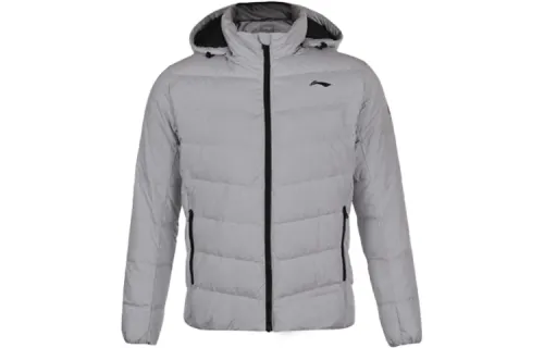 Li Ning Down Jackets Men's Gray Hooded Moderate