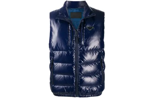 PRADA Down Vests Men's Purple Stand Collar Moderate Other