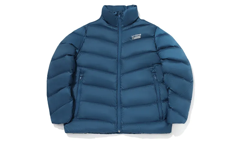 Li Ning Down Jackets Men's Dark Serene Blue Stand Collar Moderate