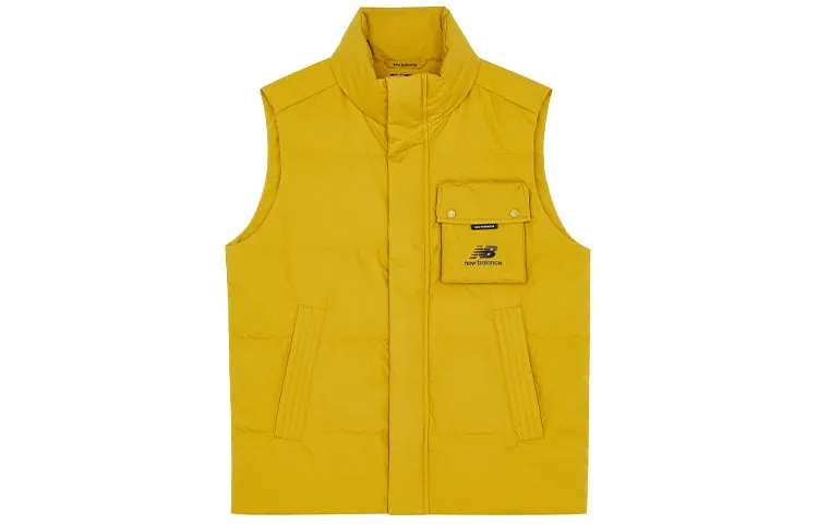 New Balance Down Vests Unisex Yellow Stand Collar Moderate Straight Fit