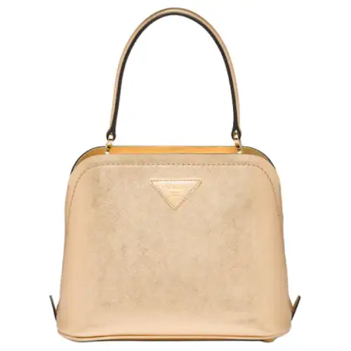 PRADA Saffiano Leather Handbag Regular Women's Platinum