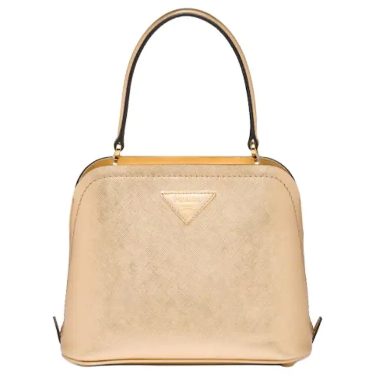 PRADA Saffiano Leather Handbag Regular Women's Platinum